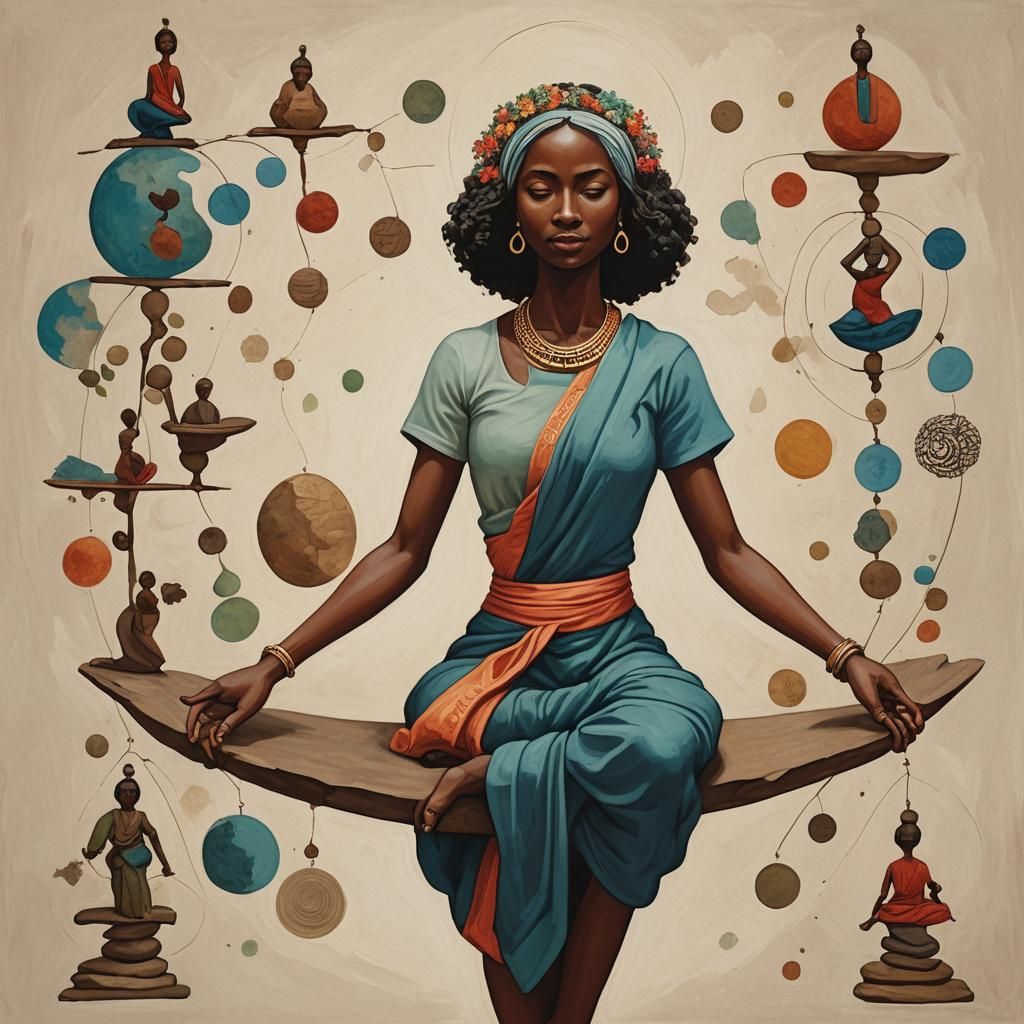 Symbolic Female Figure Representing Balance and Community