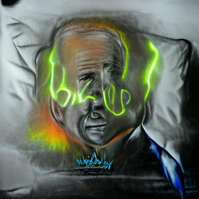 Joe Biden Wake Up: Neon Charcoal Drawing