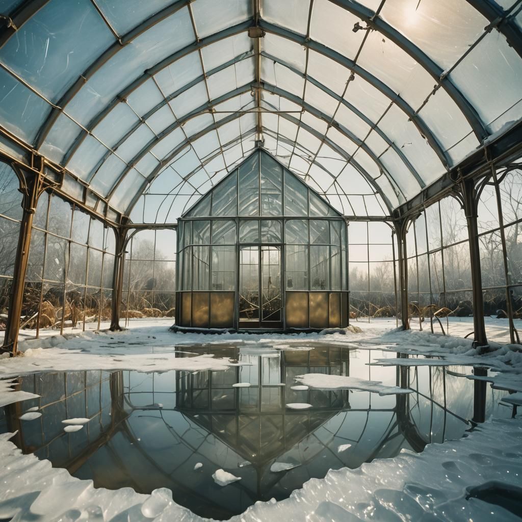 Surreal Greenhouse on Ice, Salvador Dali Style