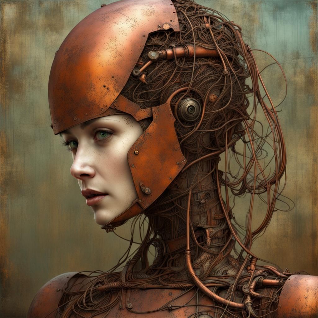 Victorian Steampunk Android Lady in Copper