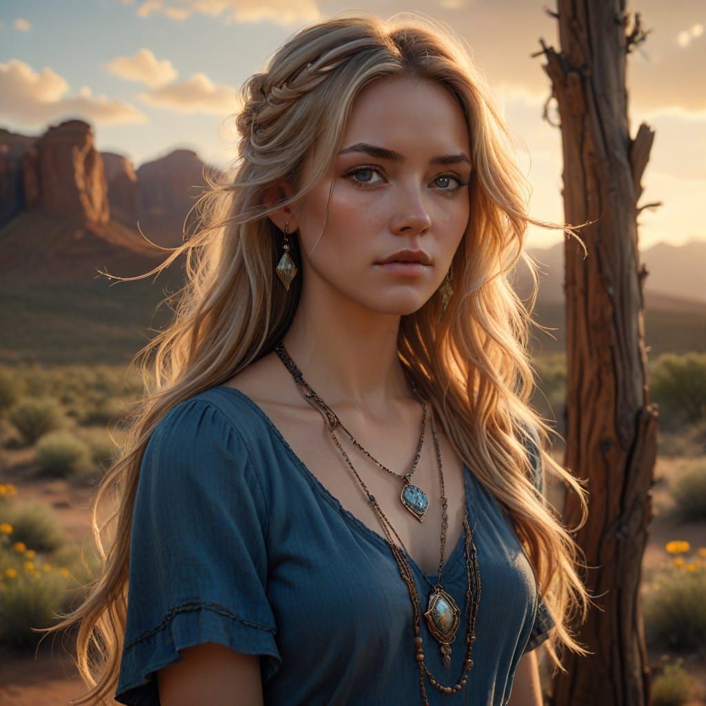 Ethereal Western Goddess in Painterly Realism