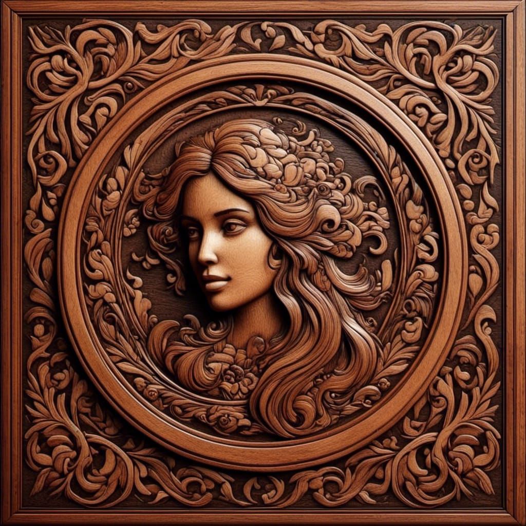 ornate highly detailed carved portrait