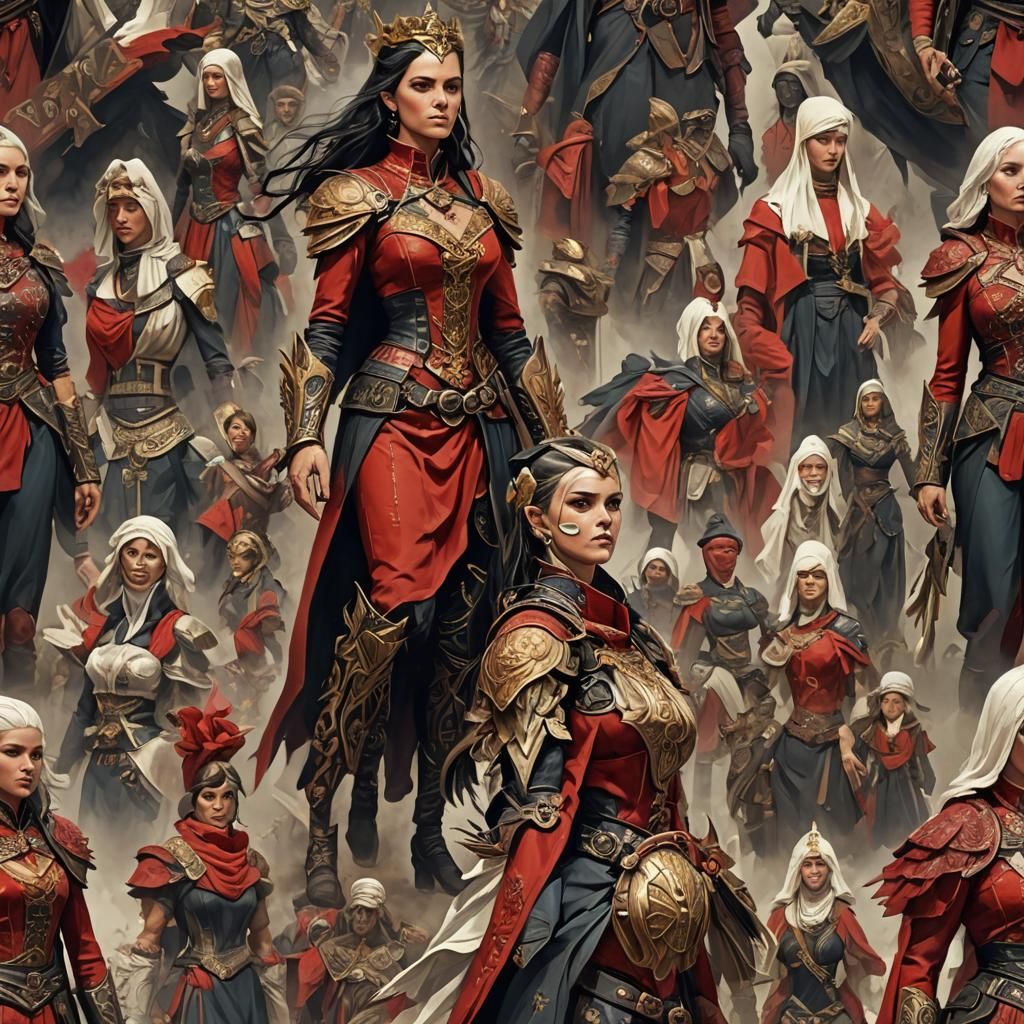 Persian Woman with Eagles: Detailed Matte Painting