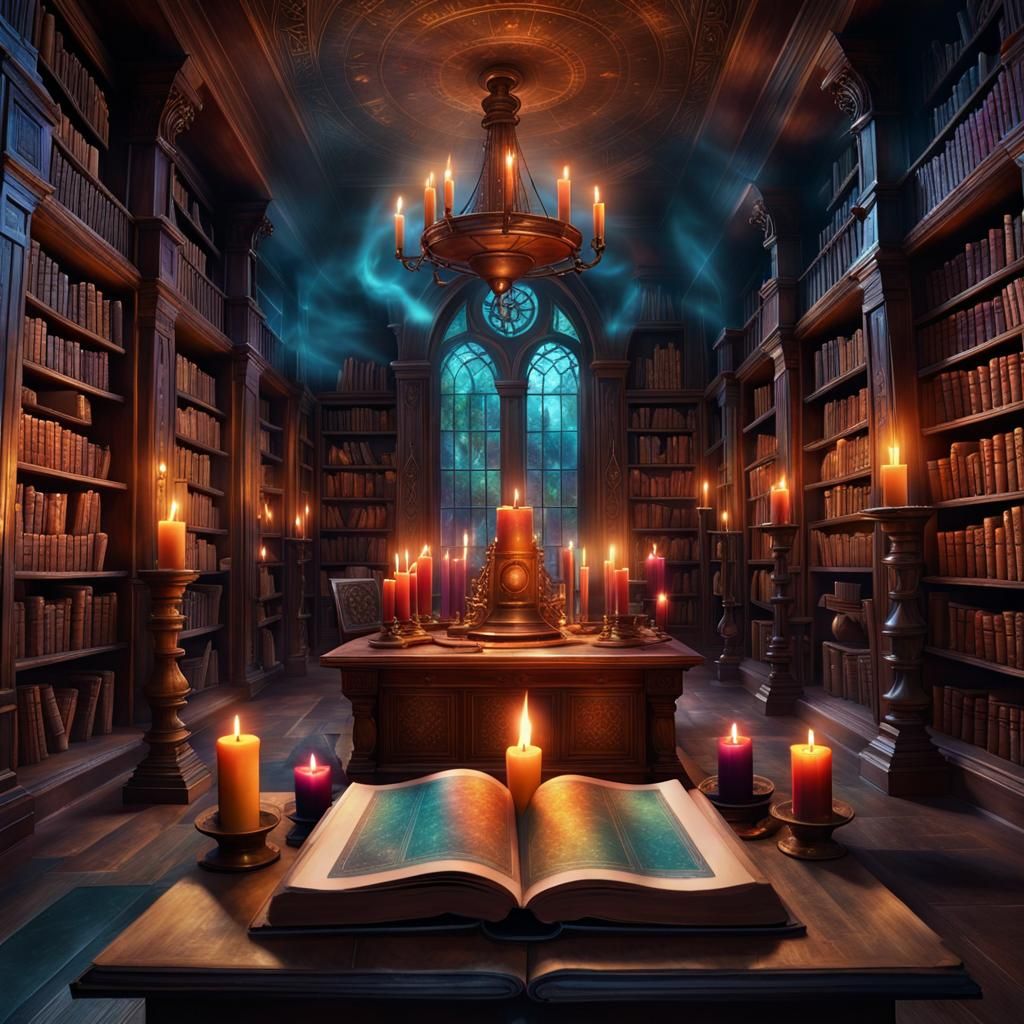 Mystical Library of Supernatural Knowledge in Digital Art