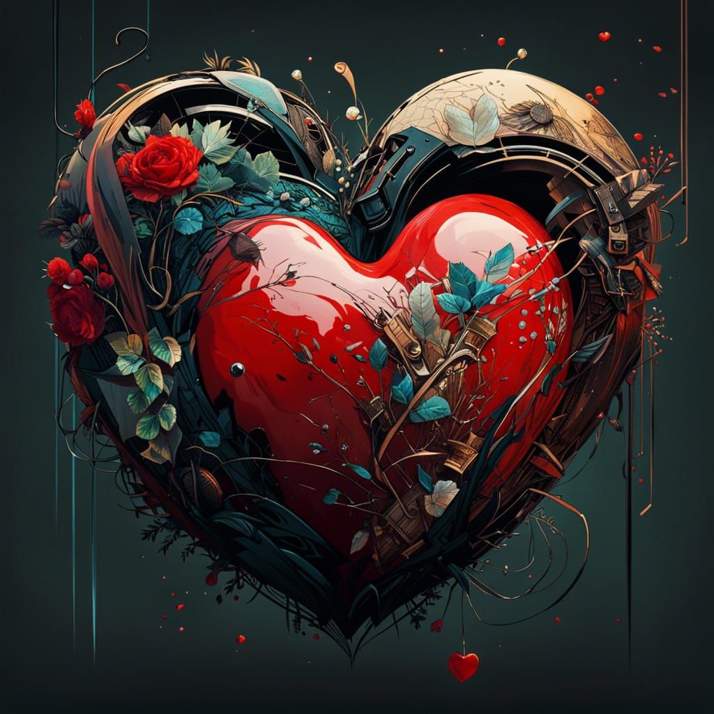 Recycled Heart: Detailed Digital Art