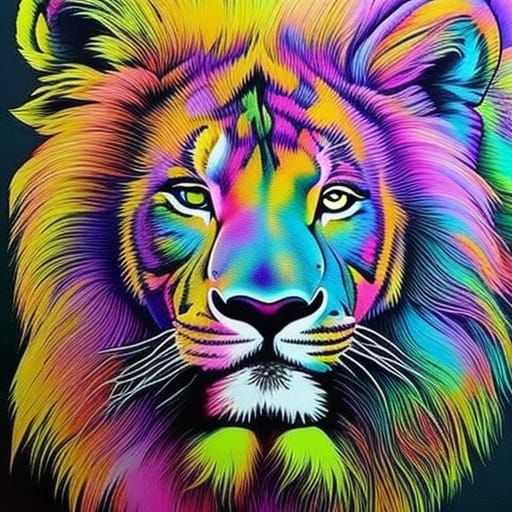 Rainbow Lion Tattoo in Graffiti Art Style