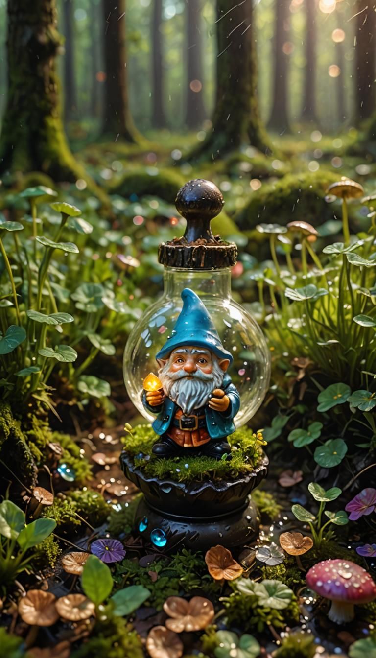 Macro Photograph of Gnome with Magical Globe