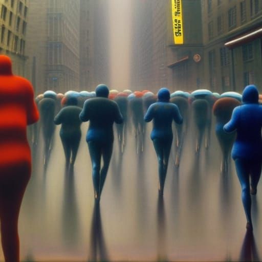 Rainy New York Marathon in Surreal Style