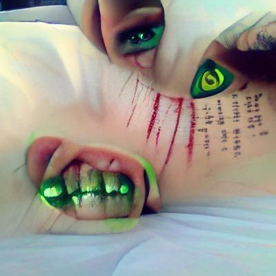 Surreal Portrait: Golden Teeth, Bright Green Eyes