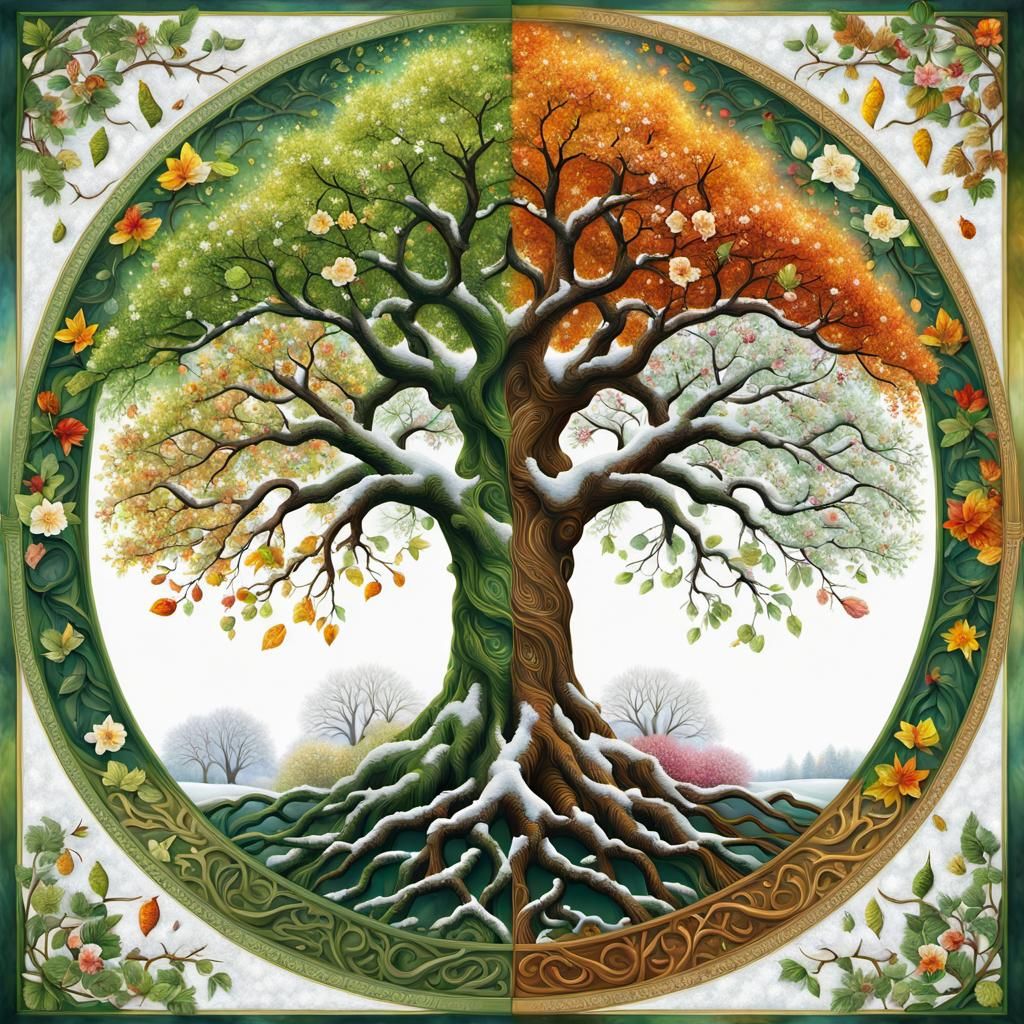 Four Seasons Tree of Life in Opulent Garden