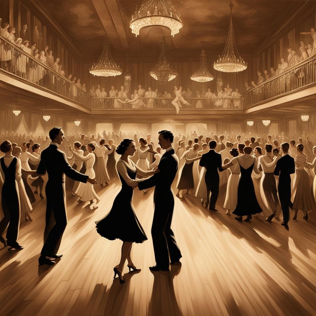 1930s Dance Marathon in Sepia Tone