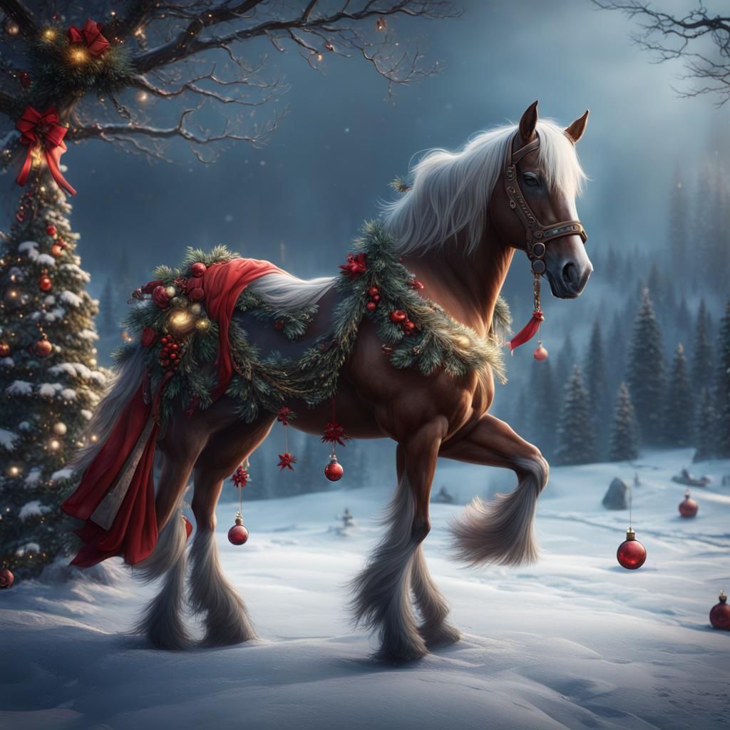 Fantastical Christmas Horse Concept Art in Deep Color
