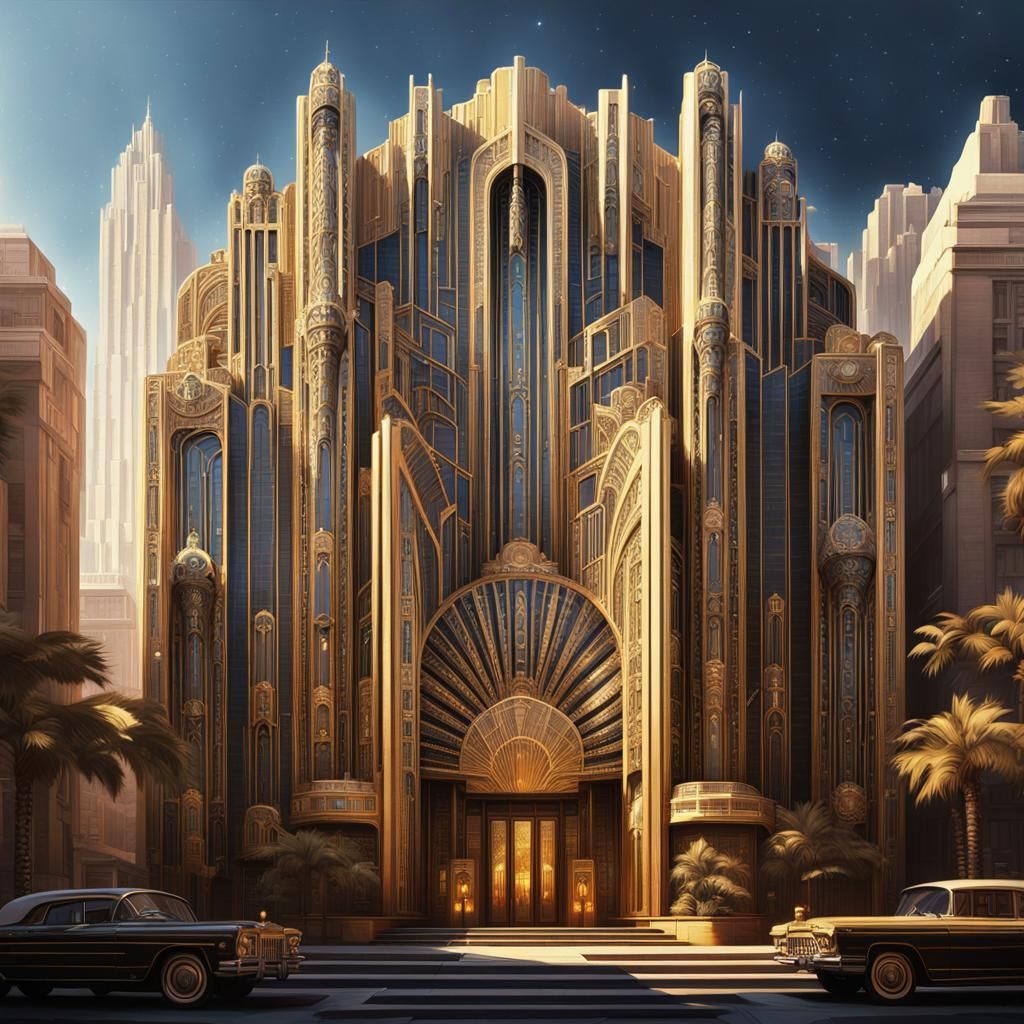 Majestic Art Deco Building with Geometric Facade
