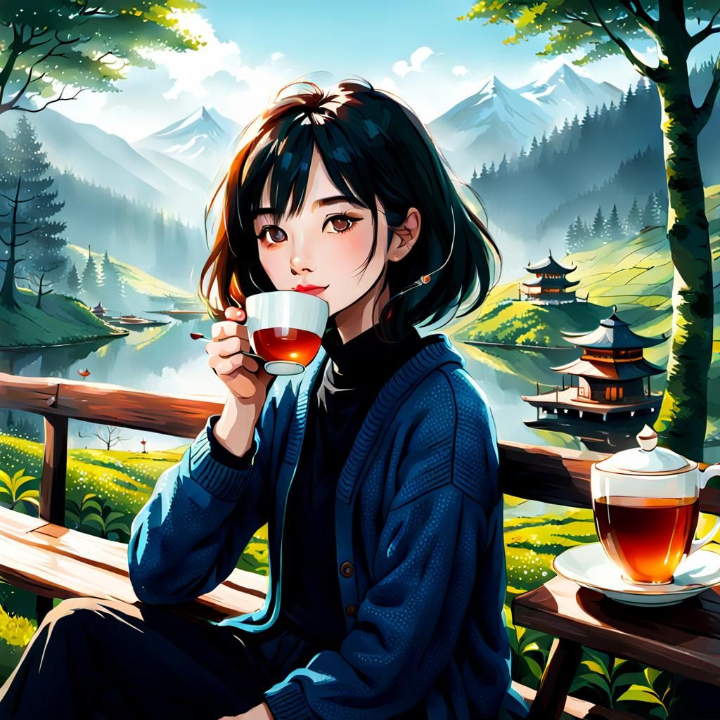 Resting and Sipping Tea: A Moment of Peace