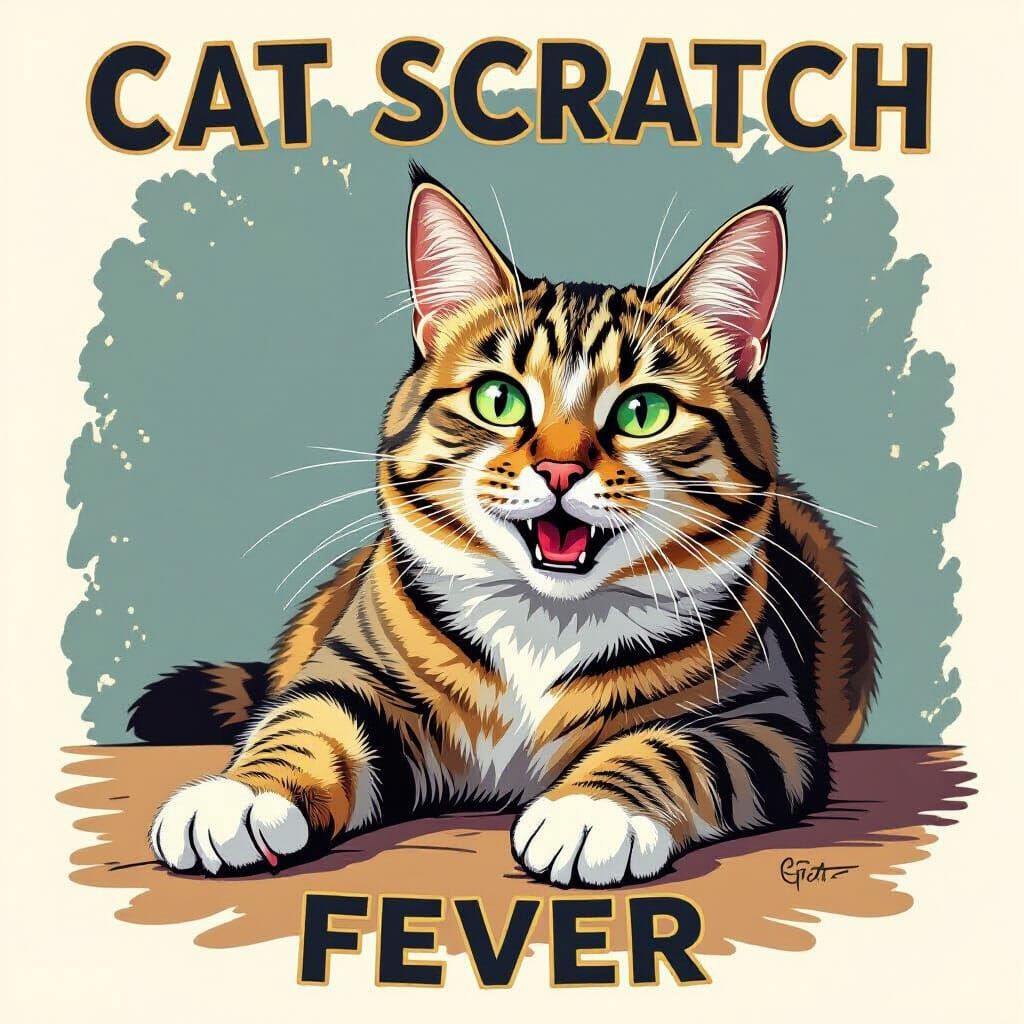 Abstract Cat with Scratch Art Design