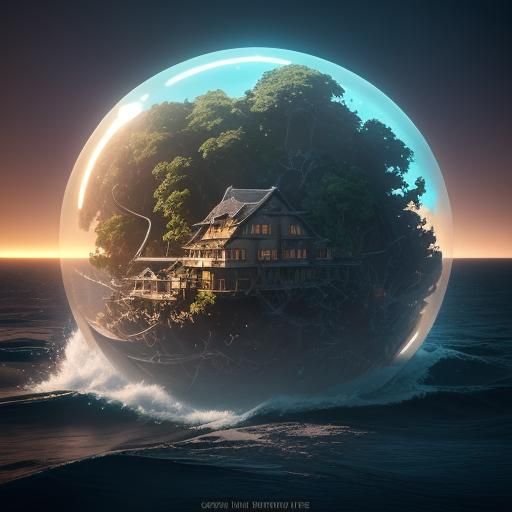Tsunami Rushes Seaside Village in Magical Sphere