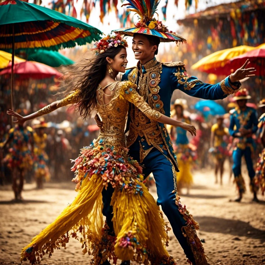 Bolivian Corporal Dancing in Hyperreal Style