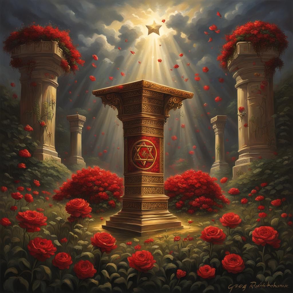 Torah in Eden with Lions and Star of David