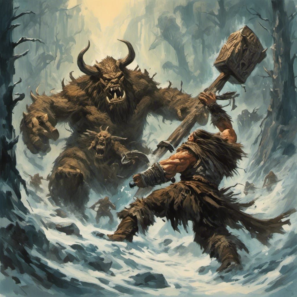 Dwarf vs Orc: Intense Battle Action-Shot