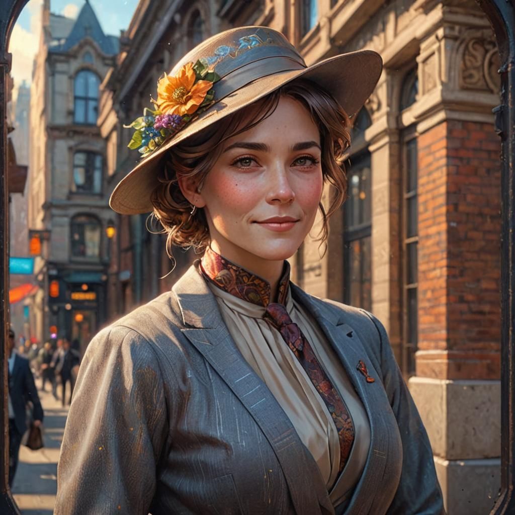 Smiling Woman in Business Suit, Hyperdetailed Portrait