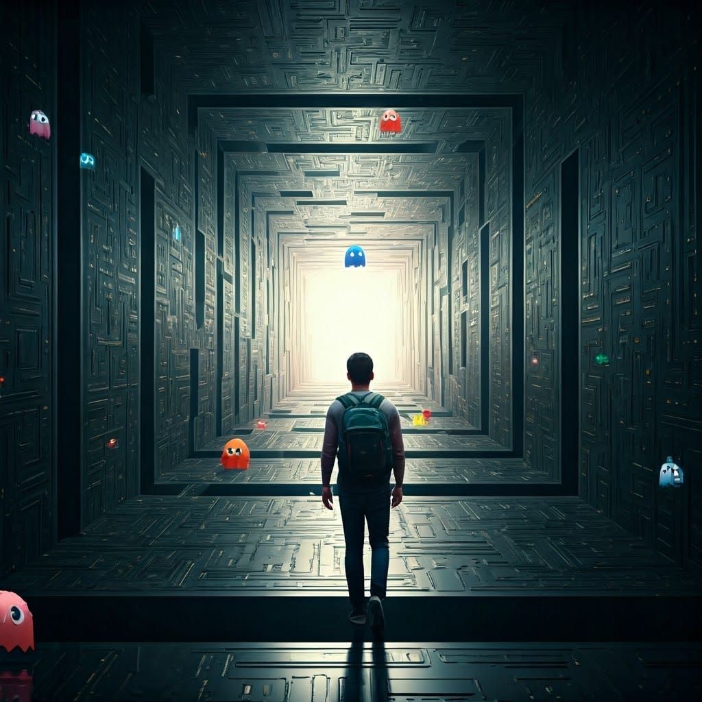 Parkour Maze Runners in Hyper-Realistic Metallic World