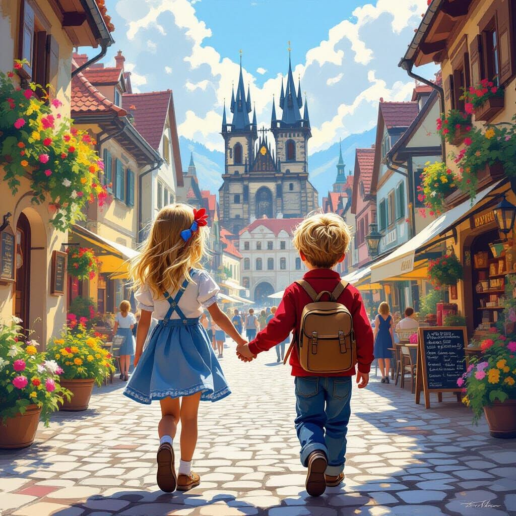 Children Visit Painter Zdeněk Burian in Dvůr Králové