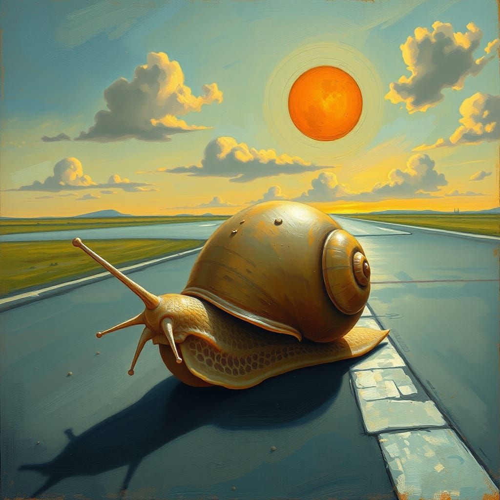 Galactic Snail Dancer in Impressionist Style