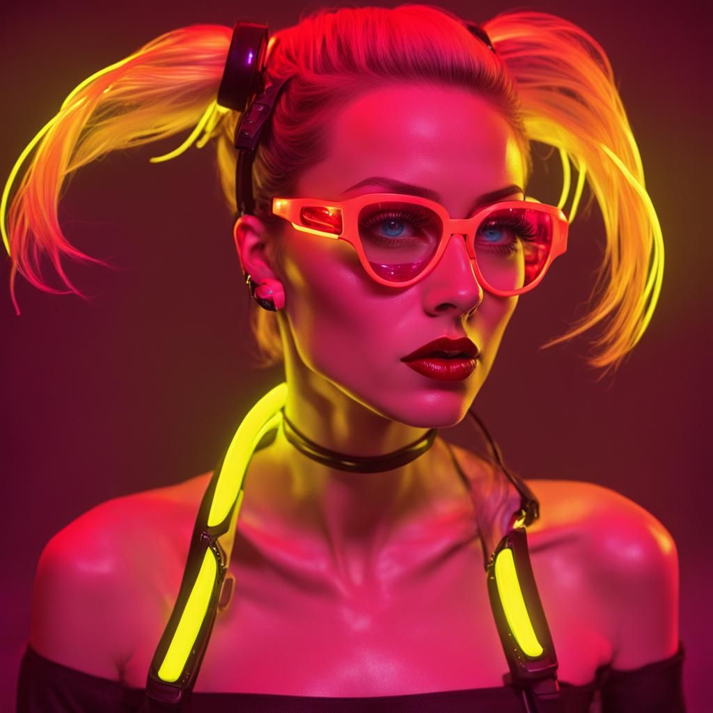 Synthwave Banana Girl in Neon Retro Style