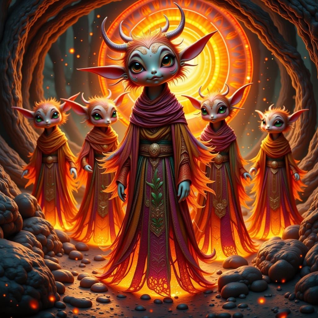 Surreal Fae Folk in Fiery Whimsy-Inspired Garb