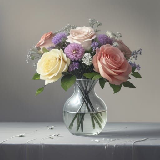 Hyper-Realistic Still Life: Vase of Flowers