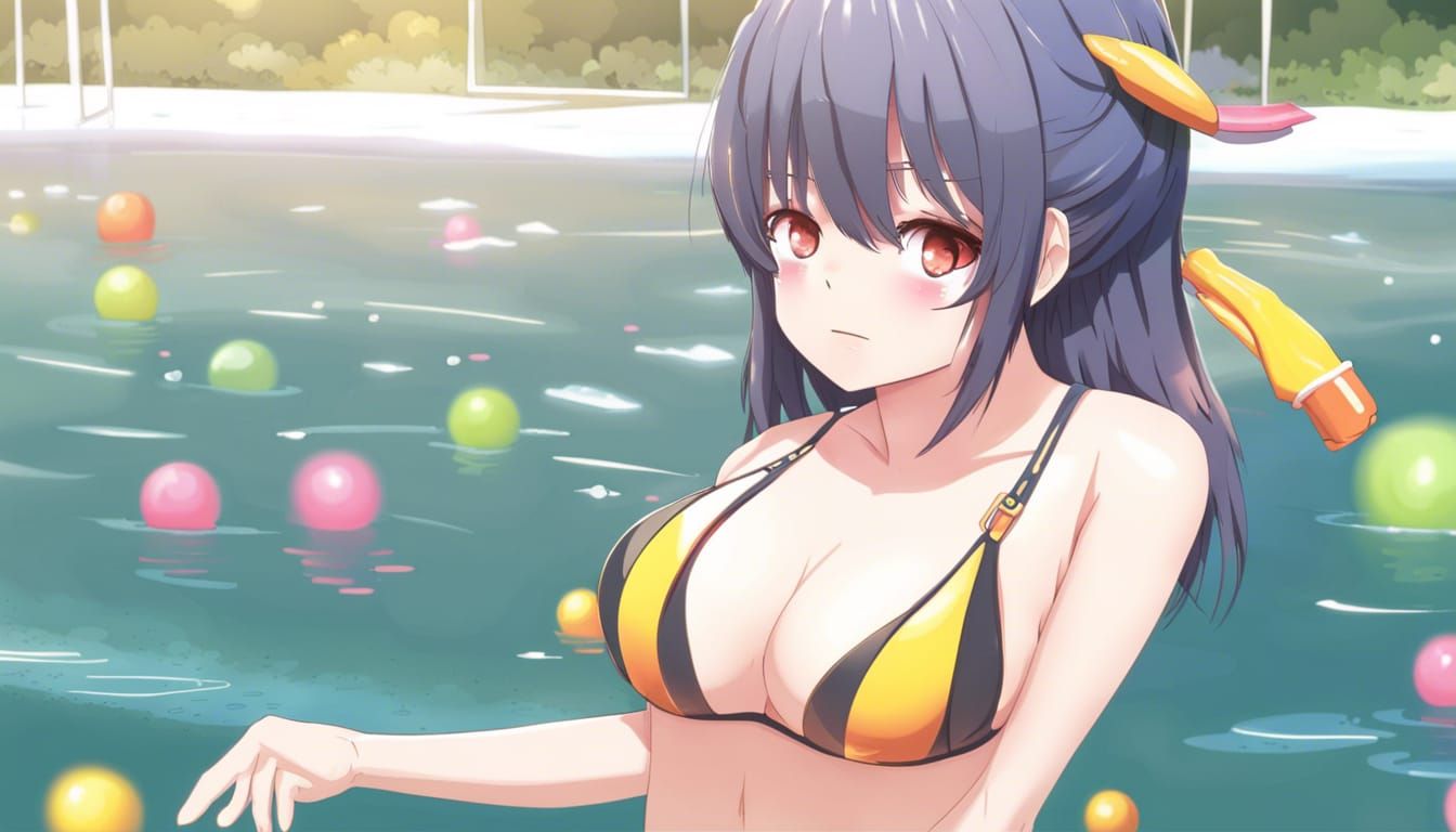 Anime Style Swimsuit Girl: Japanese Manga Art