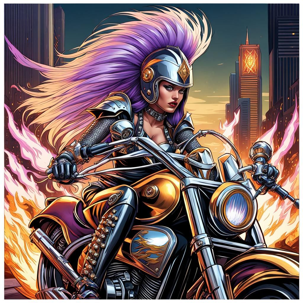 Female Punk Gladiator Biker in Las Vegas