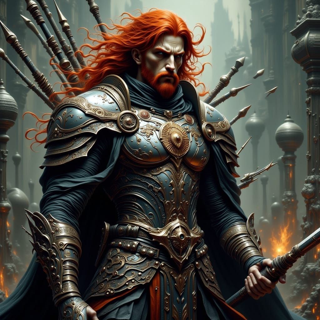 Armored Barbarian Ready for Battle in High Fantasy Style