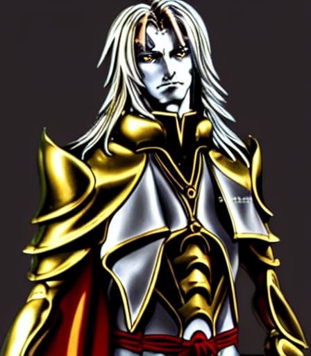 Alucard in Golden Armor: 3D Japanese Illustration