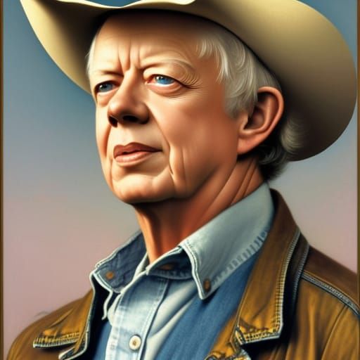 Jimmy Carter Portrait in Art Nouveau Style