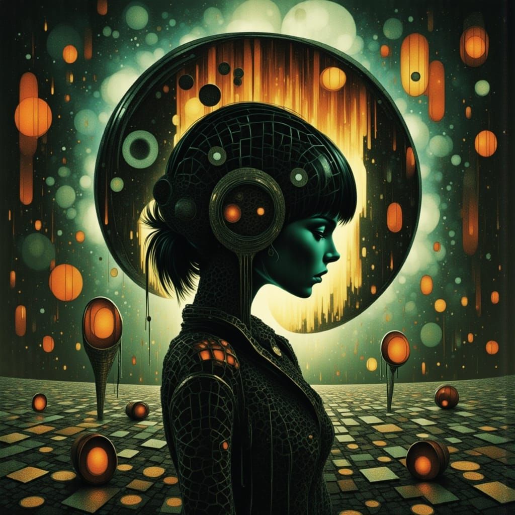 Woman in Disintegrating Memories: Dystopian Digital Art