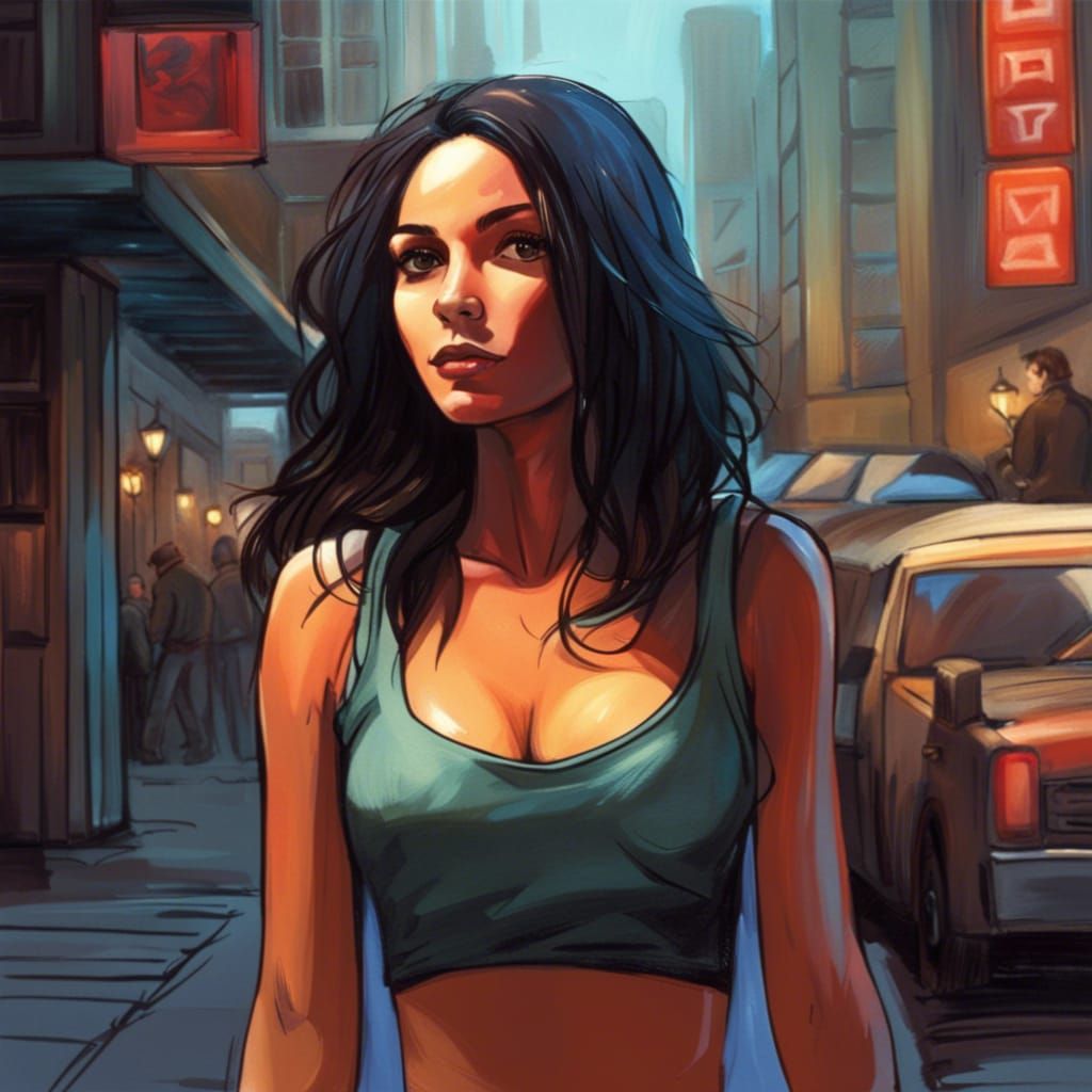 Comic Art Style Woman in Iceland, 1970s Style