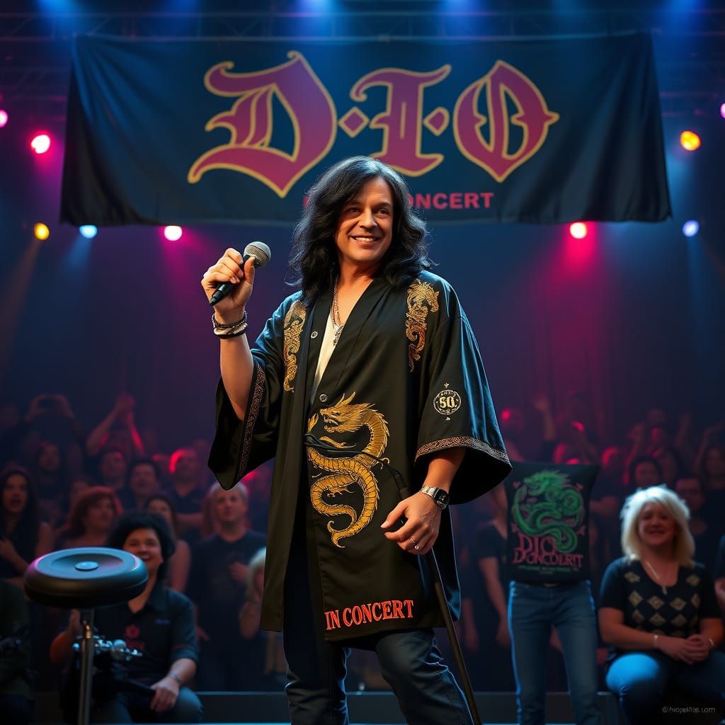 Young Ronnie James Dio Performs on Stage in a Fiery Rock Con...