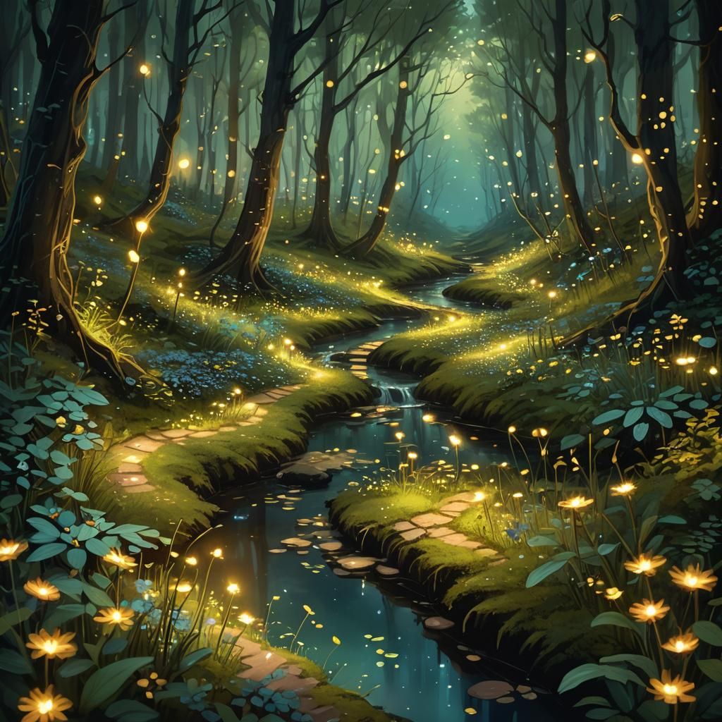 Enchanted Forest Path in Monet Style