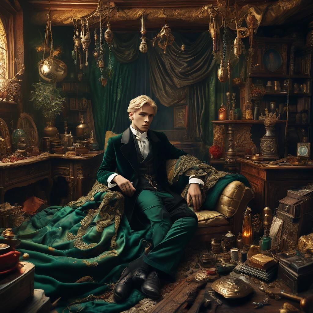 Man in Lavish Bed: Fantasy Matte Painting