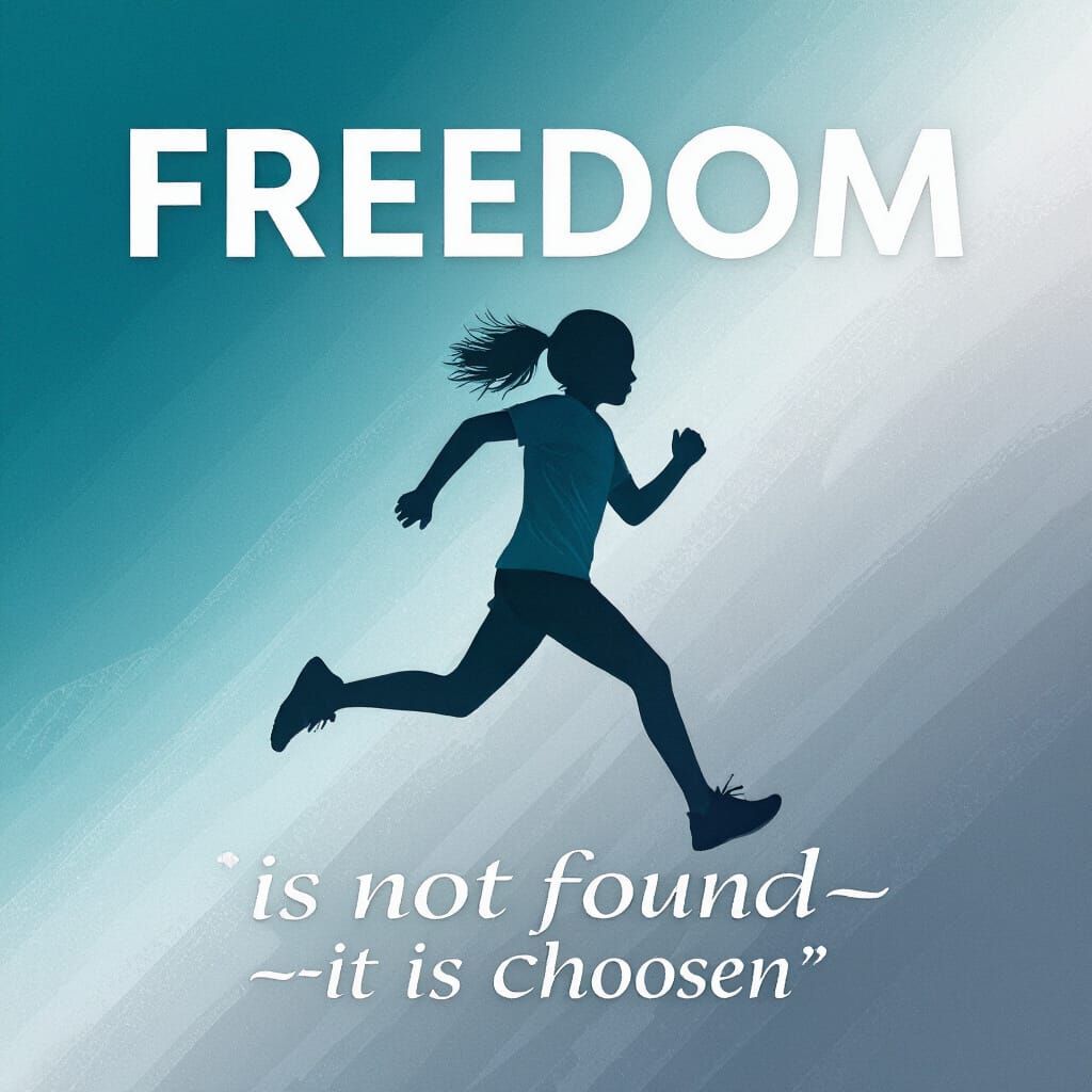 Silhouette Girl in Motion Against Gradient Sky