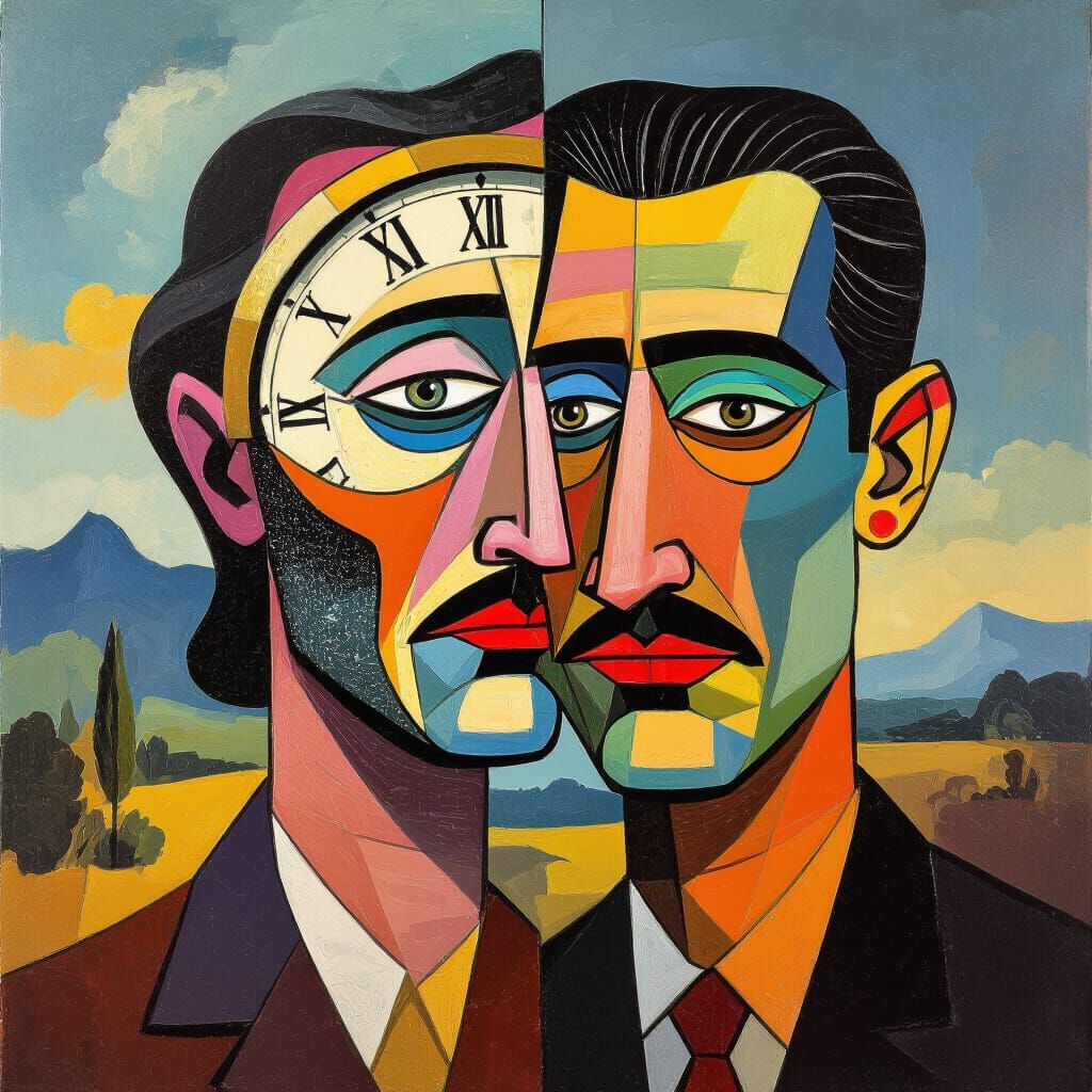 Surrealist Cubist Fusion of Dalí and Picasso Masterpiece
