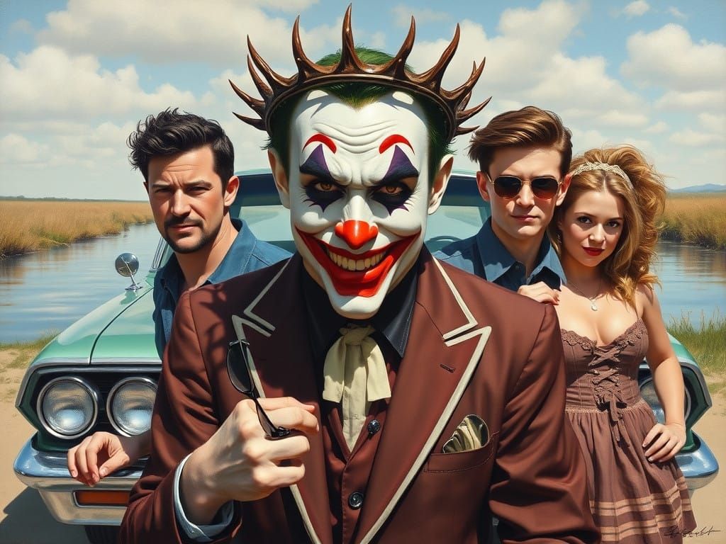 Joker Steals Thorny Crown in Retro Rockabilly Scene