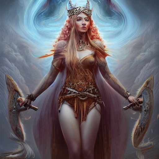 Viking Goddess in Fire and Smoke