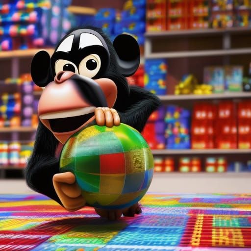 Chimpanzee Buys Screws: 3D Digital Art