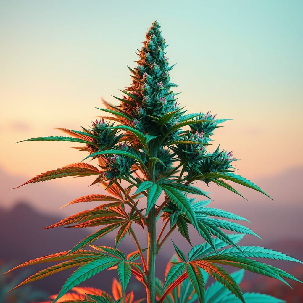 Surreal Cannabis Plant Radiates Otherworldly Energy in Futur...