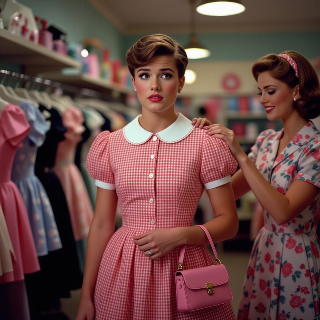 Man in Gingham Dress: Cinematic Film Still