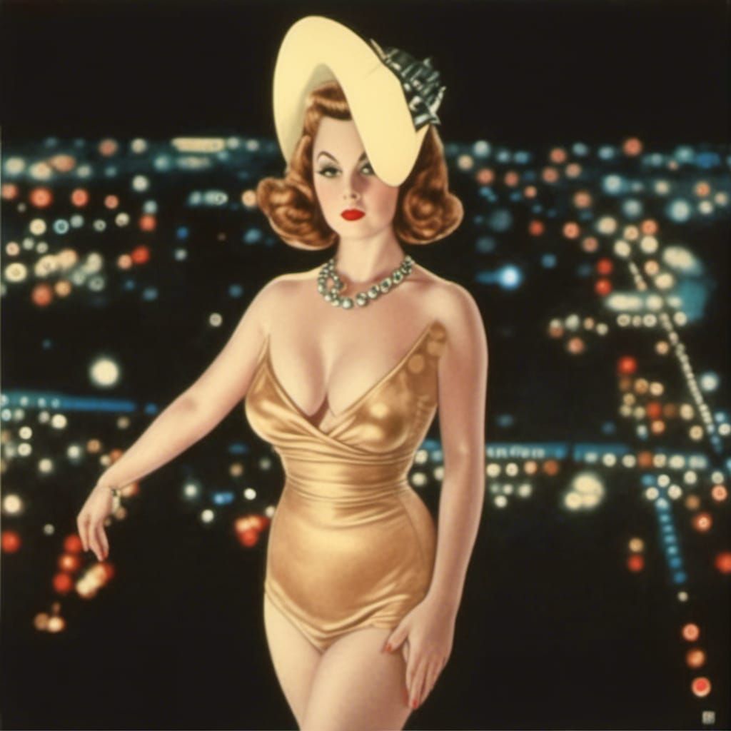 Martian Spy Girl in Vargas Style Pin-Up Portrait