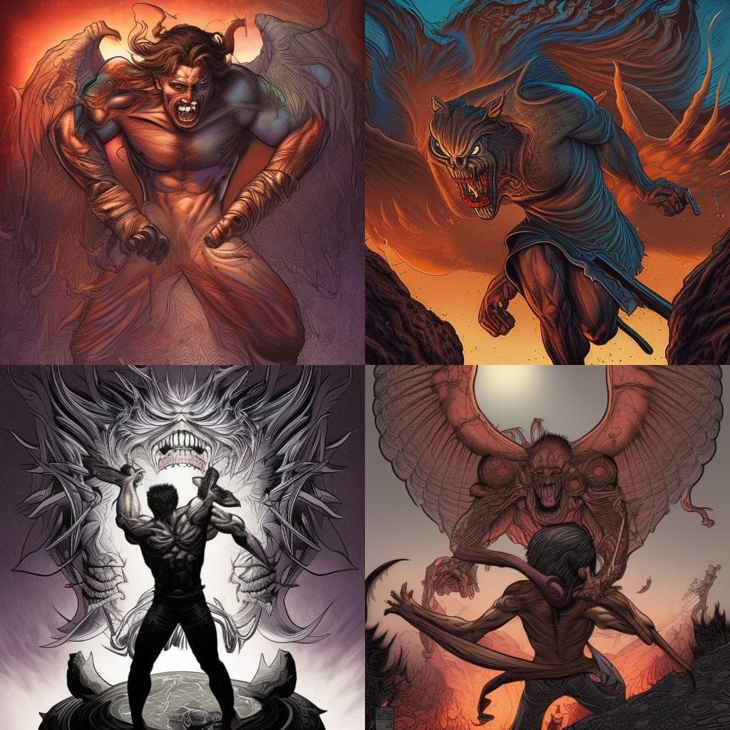 Man Versus Demons: Comic Book Art Style