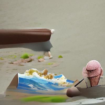 Sad Man Eating Ice Cream: Matte Painting